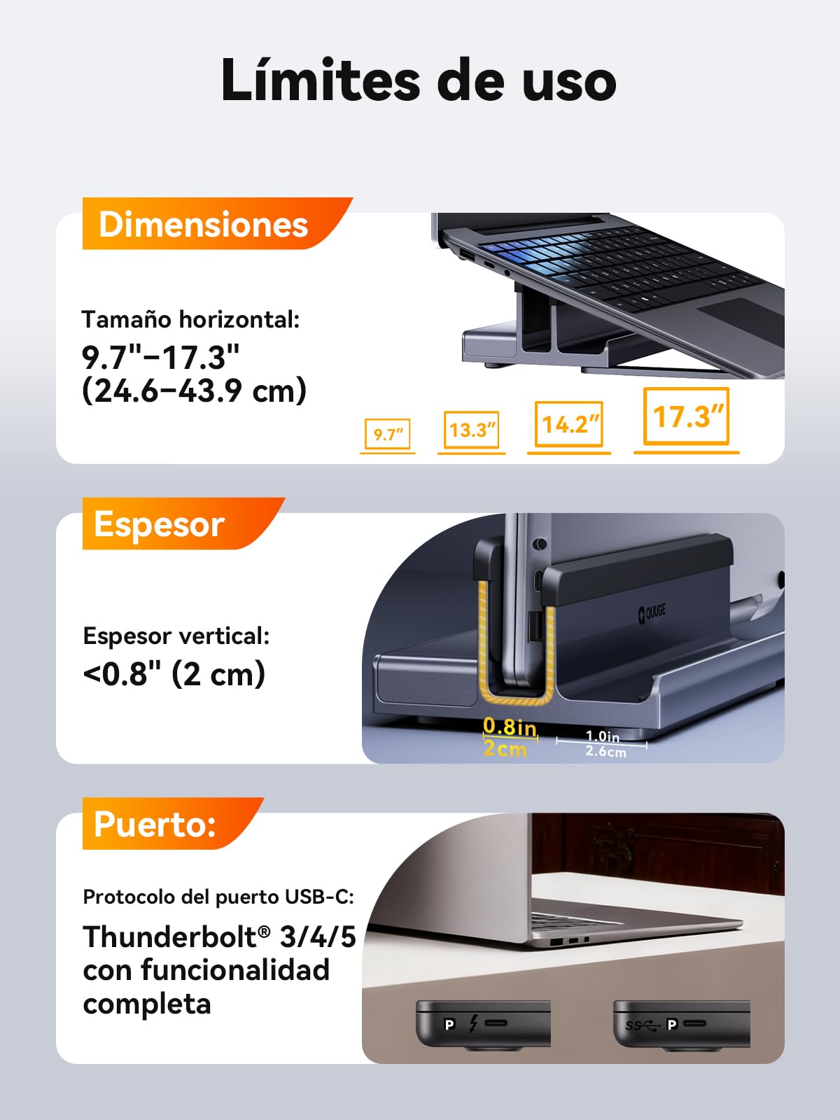 Laptop Docking Station Stand Dual 4K Monitor, QUUGE Dual HDMI Docking Station pour ordinateur Portable, 2 HDMI (Single 4K@120Hz), 2 USB3.0 Ports, 100W PD, RJ45 Ethernet, Gestion de Bureau USB C Dock.