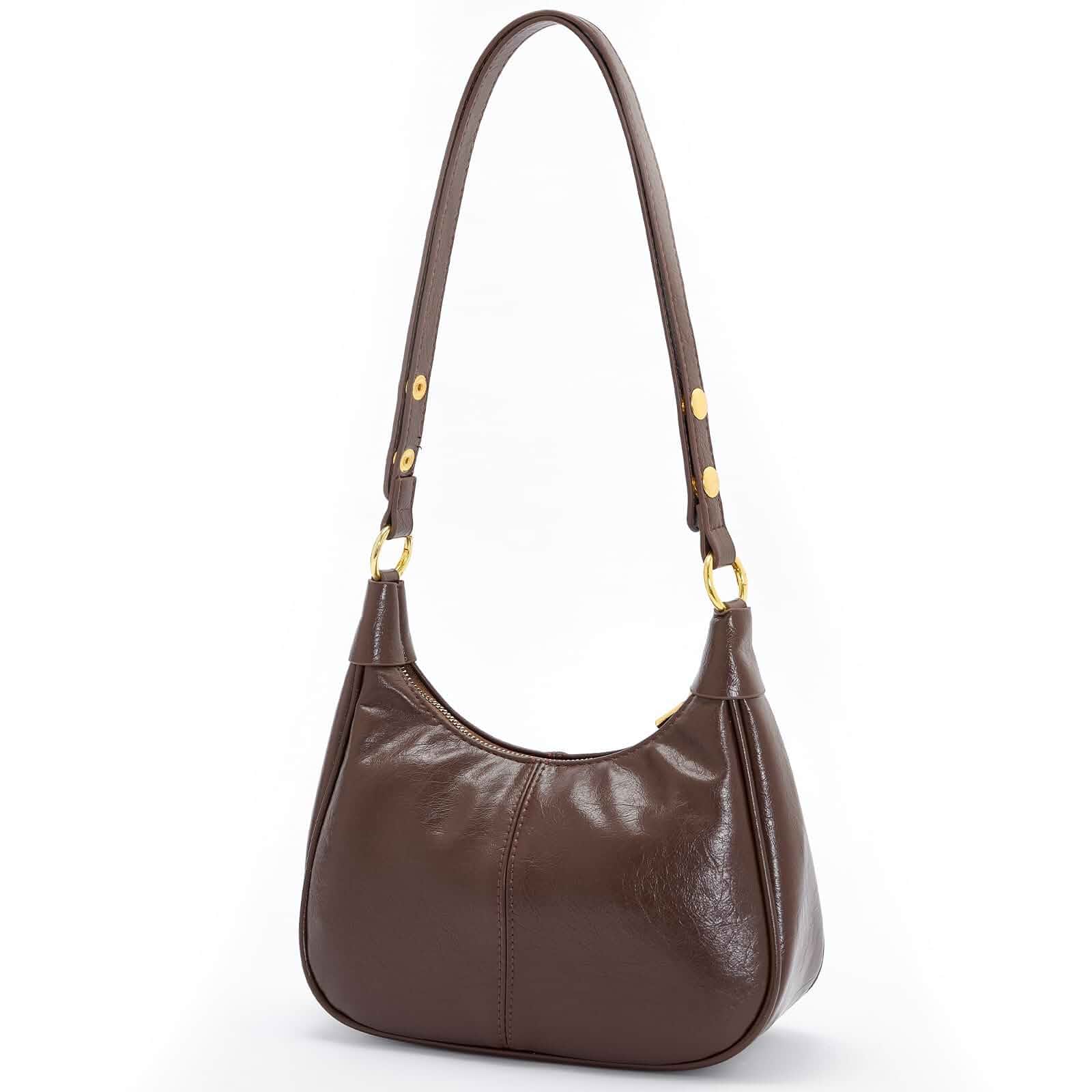 Small Hobo Purse for Women, Cute Retro Crescent Shoulder Bag with Zipper Soft Vegan Leather with an adjustable strap, roomy interior, and zip pocket for daily essentials