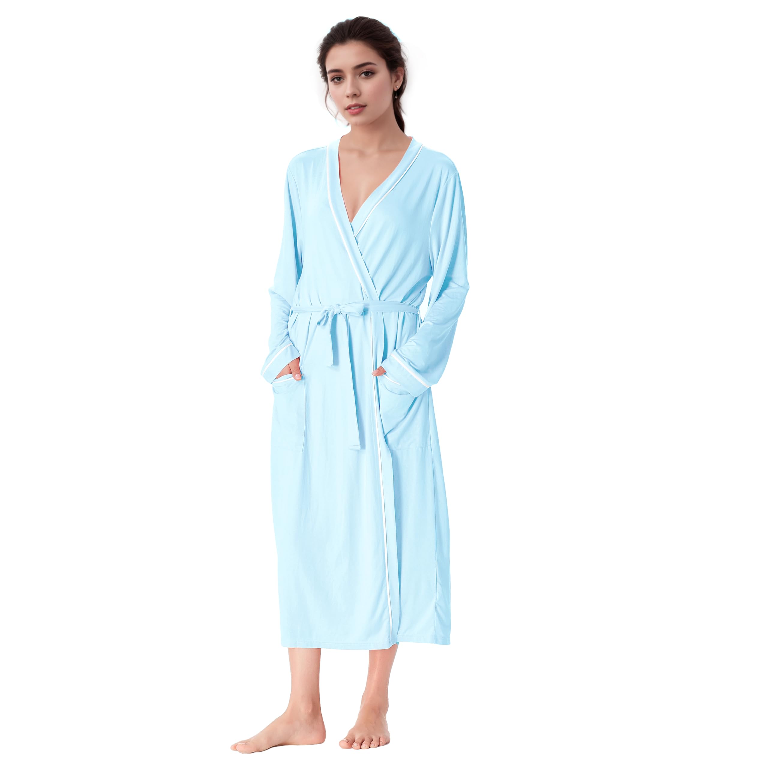 Catalonia Lightweight Ladies Bathrobe, Long Summer Robe with Pockets,Soft Summer Robes for Women, Kimono Gift for Her