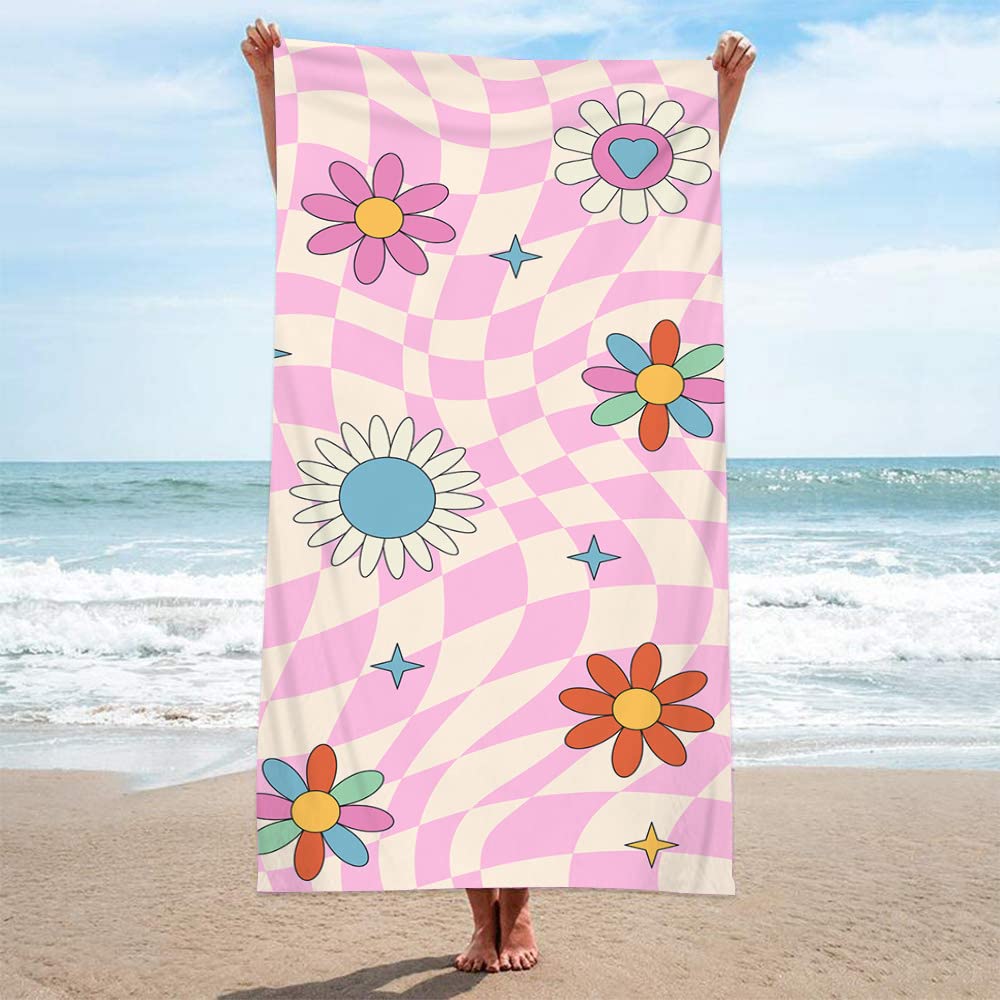SublagaSublaga Beach Towel, Microfiber Beach Towels, Oversized, Quick Dry (59" x 28") Sand Proof, Absorbent, Compact, Beach Blanket, Lightweight Towel for The Swimming, Sports, Beach (Pink)