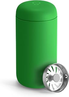 Fellow 12 oz Carter Move Travel Mug - Vacuum-Insulated Stainless Steel Travel Coffee Mug - Coffee Tumbler with Ceramic Interior and Splash Guard - Sporty Green