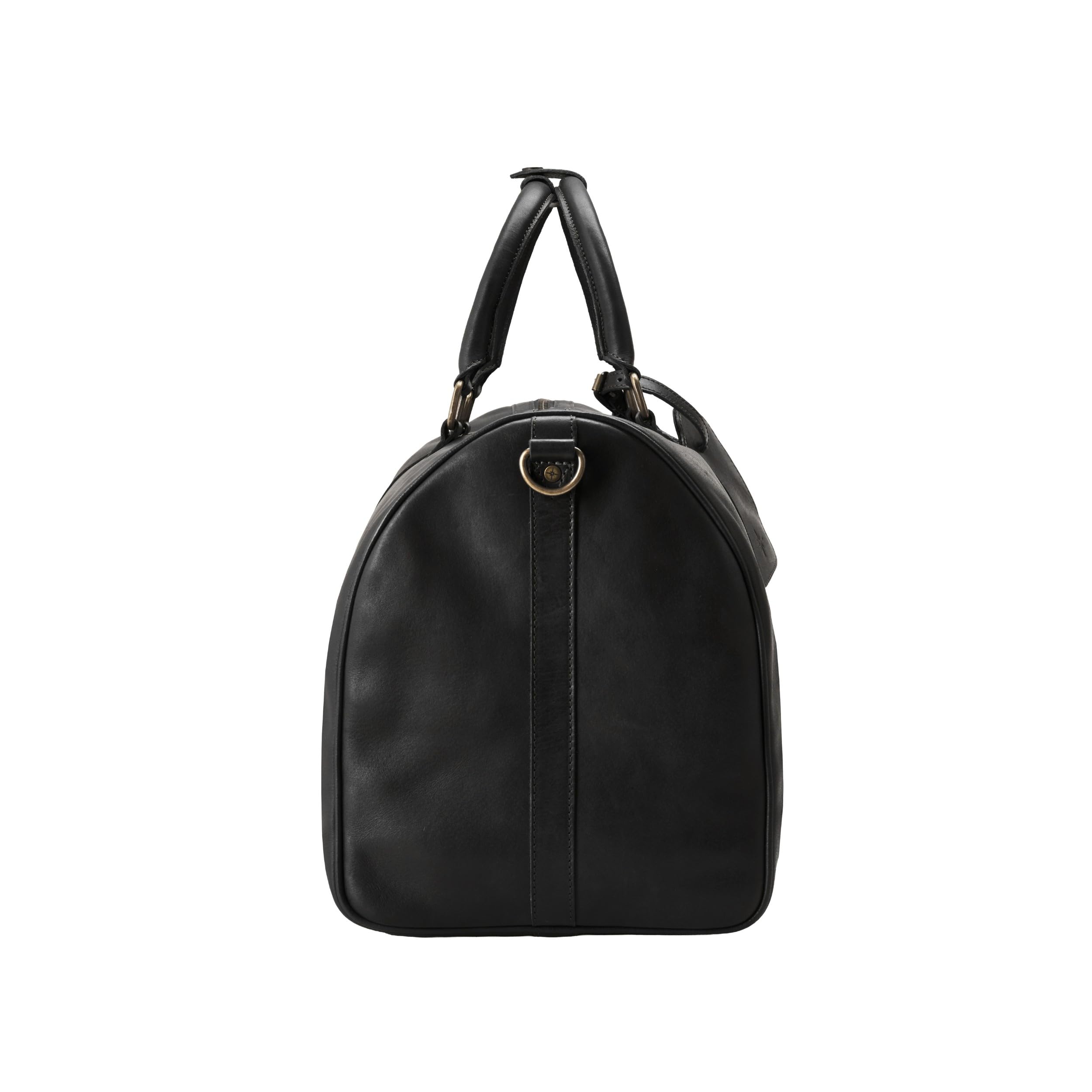 DRAKENSBERG Weekender 'James' (50cm) - Klassische Leder Reisetasche, Damen, Herren, offizielles Flug-Handgepäck, 30L - Schwarz, DR00440