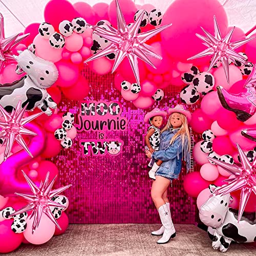 Image of PartyWoo Pink Star Spike Balloons 6pcs Explosion Foil Mylar Balloons