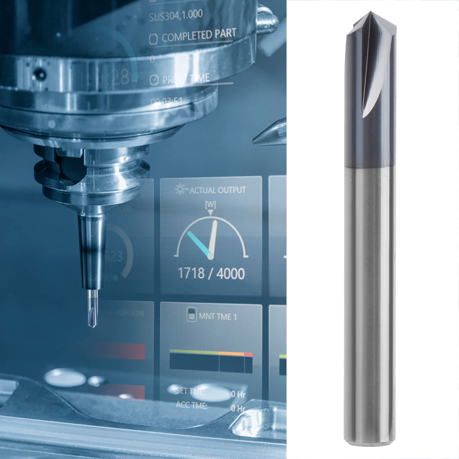 Fraise à Chanfrein à 3 Cannelures, Outil de Fraise à Chanfreiner CNC à 120 ° Fraise à Chanfreiner en Acier au Tungstène pour la Gravure(D6*120°50L)