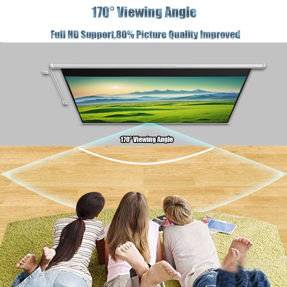 Generic Schermo Proiettore 16:9 4K HD Telo Proiettore Anti Rughe Pieghevole Portatile Lavabile con Telecomando, per Teatro Domestico, Scolastico, Ufficio (148cm)
