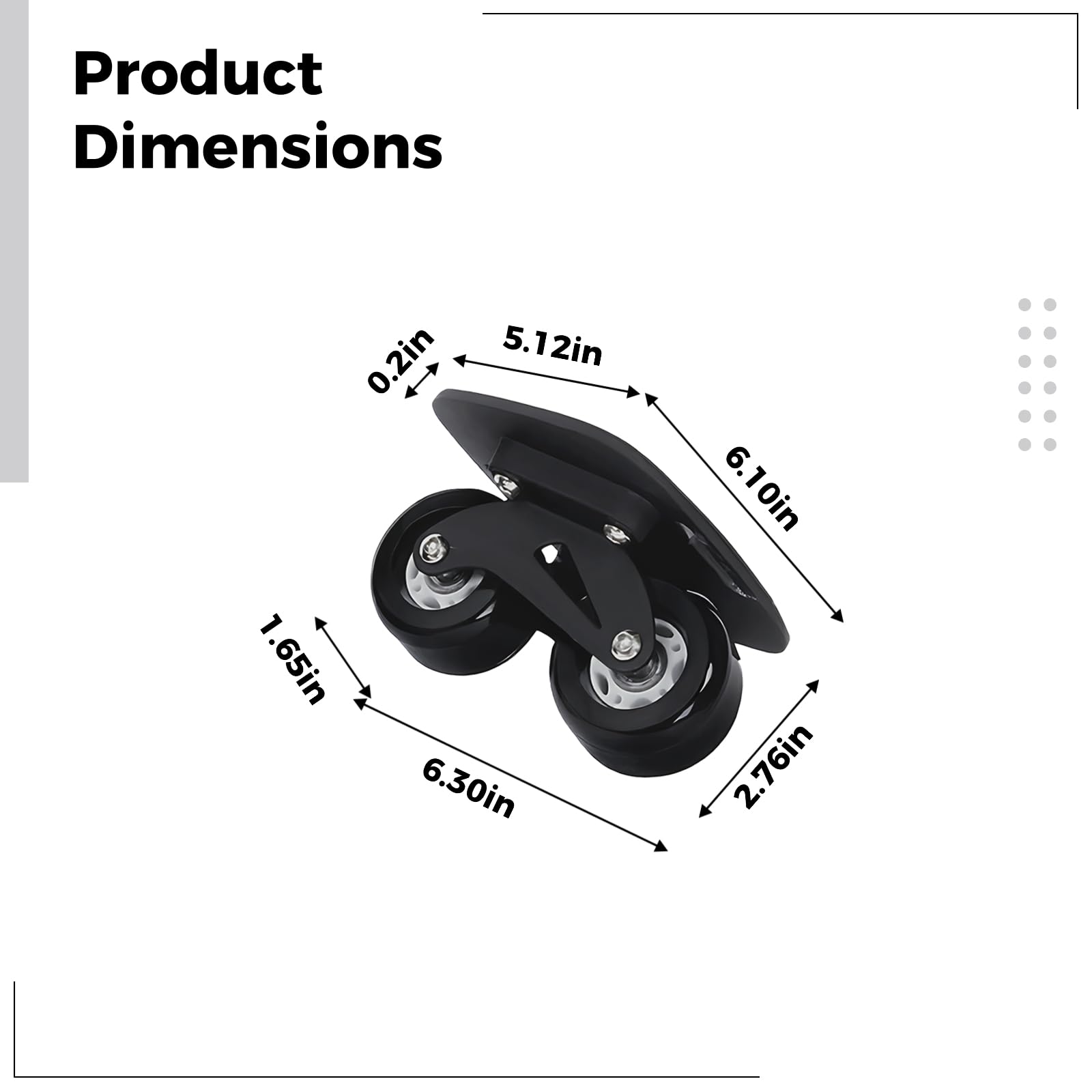 PONDON 2 pattini a rotelle in lega di alluminio, design separato, resistenti all'acqua, antiscivolo, per giovani e piloti, include strumenti di montaggio