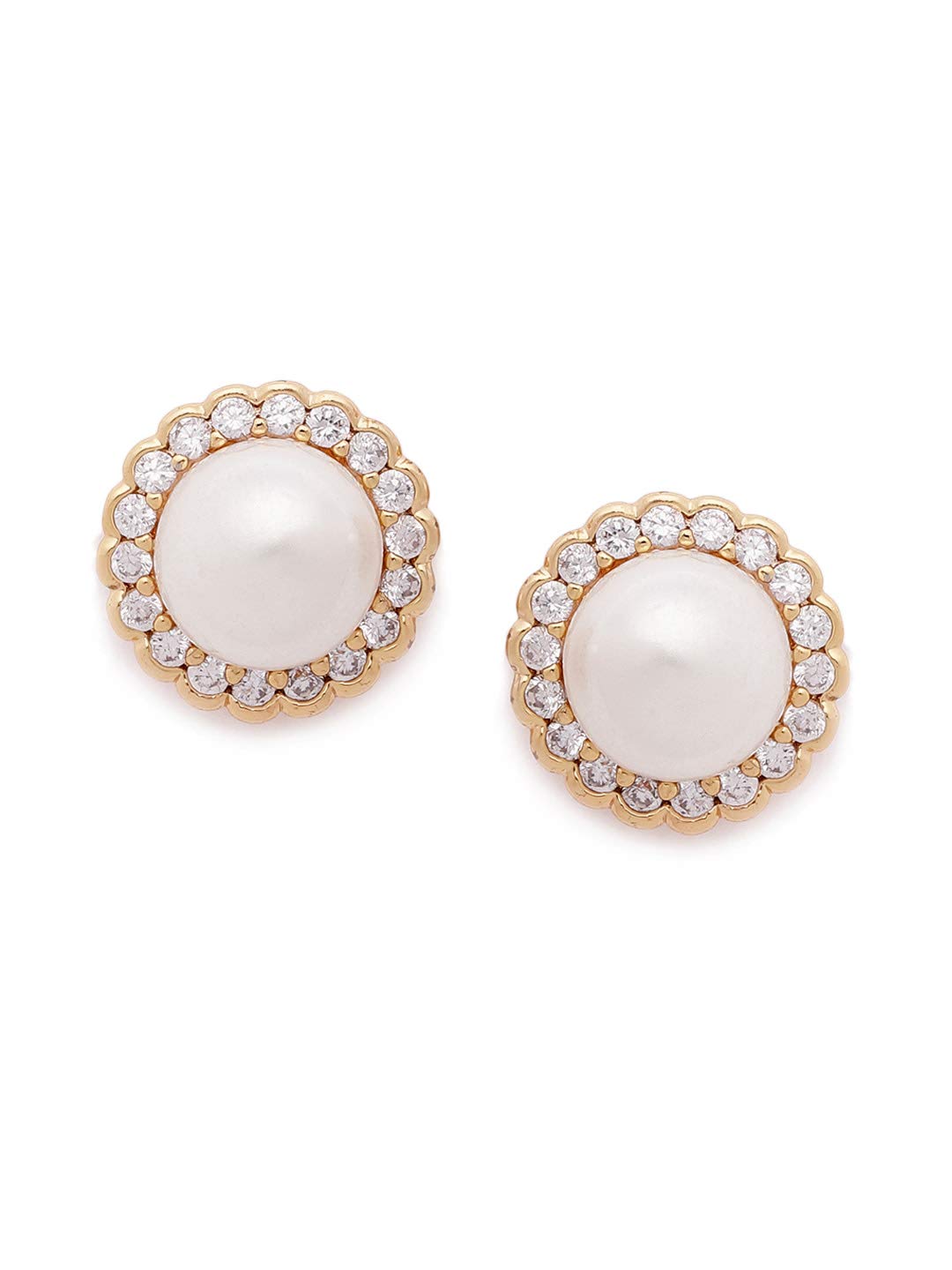 Zaveri Pearls Sparkling Cubic Zirconia & Pearl Stud Earring For Women-ZPFK9459 (B084KRFRZY) Amazon Price History, Amazon Price Tracker