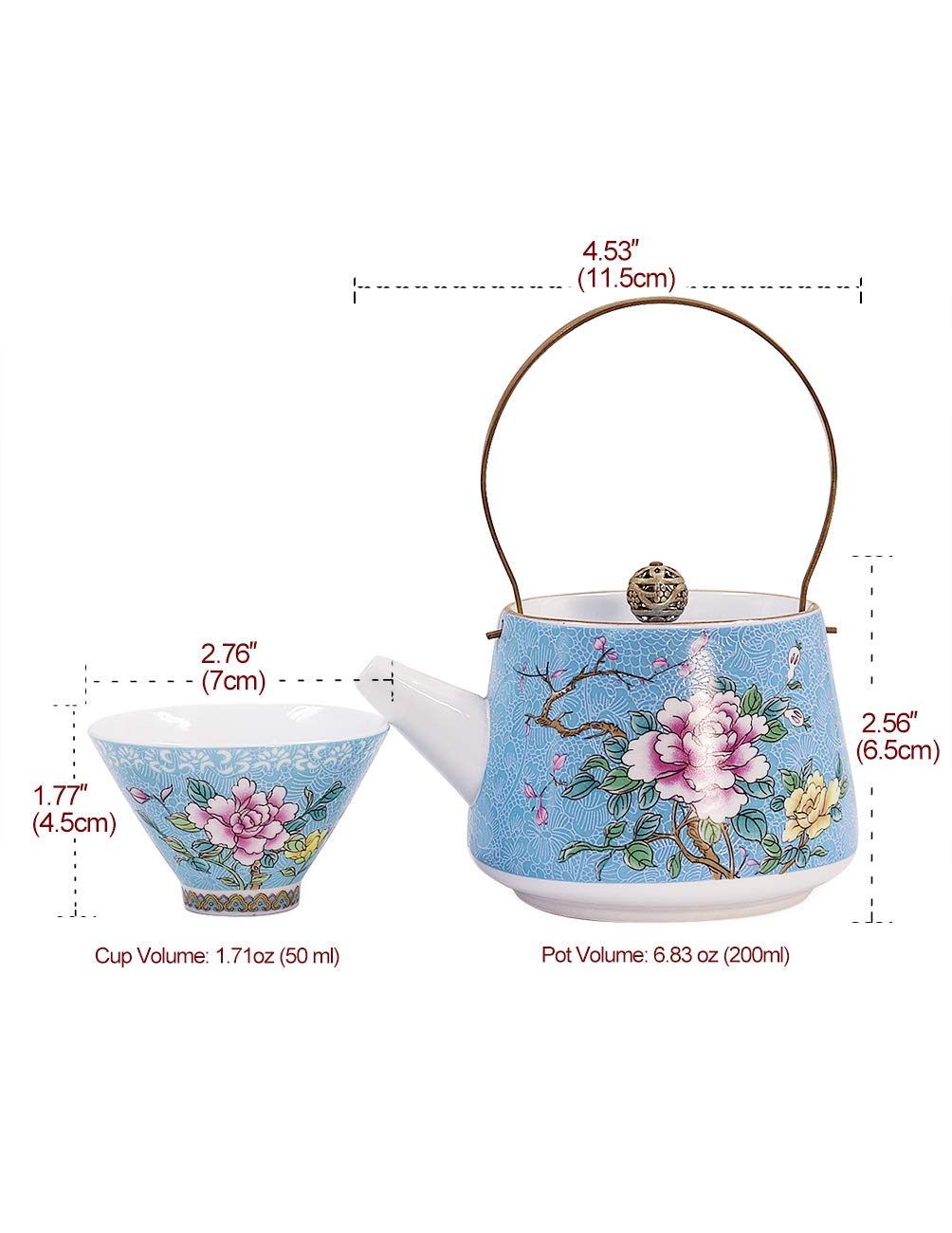   7点ティーセット Amazon.co.jp: DahliaシャクヤクPorcelain Teaセット(ティーポットW