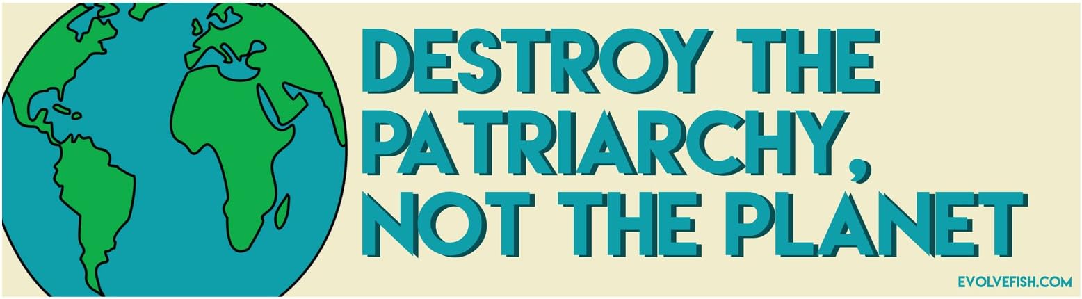 EvolveFISH Destroy The Patriarchy Not The Planet Bumper Sticker - [11" x 3"]
