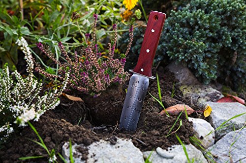 ProtectorTech Digger – rostfreies Messer-Handschaufel für Metalldetektor und Umgraben in Gartenarbeit (mit Wenge-Holz-Griff, Polyestertasche und Schleifstein)