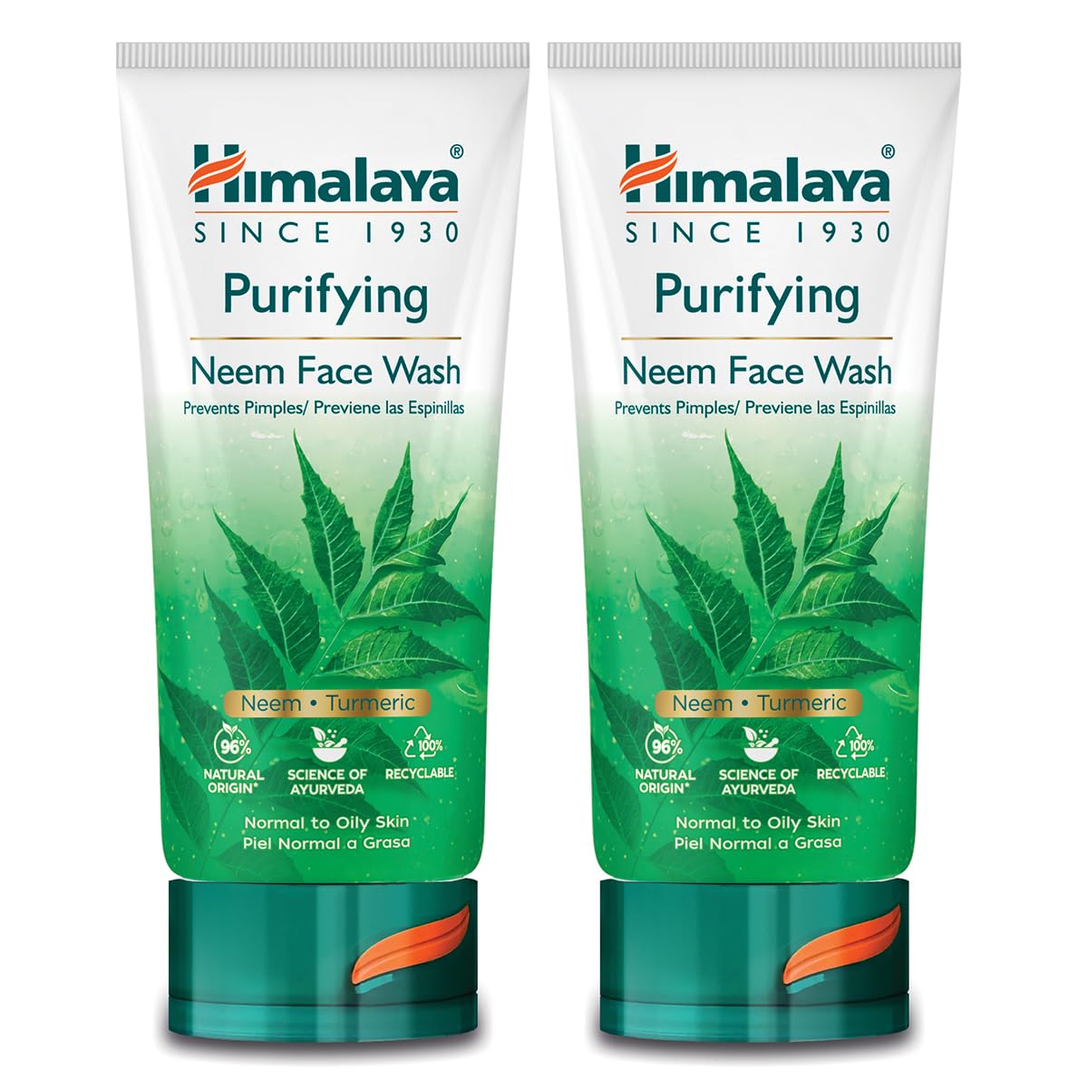 HIMALAYA HERBALS Neem Gel detergente viso purificante al Neem, 2 unità x 150 ml, l'imballaggio può variare