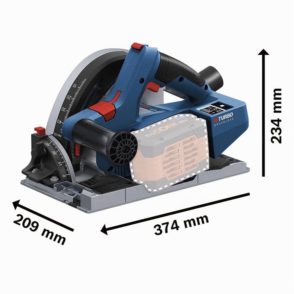 Bosch Professional 18V System scie plongeante sans-fil BITURBO GKT 18V-52 GC (lame Ø 140 mm avec alésage 20 mm), module de connectivité, sac à poussière, calage L-BOXX, L-BOXX)