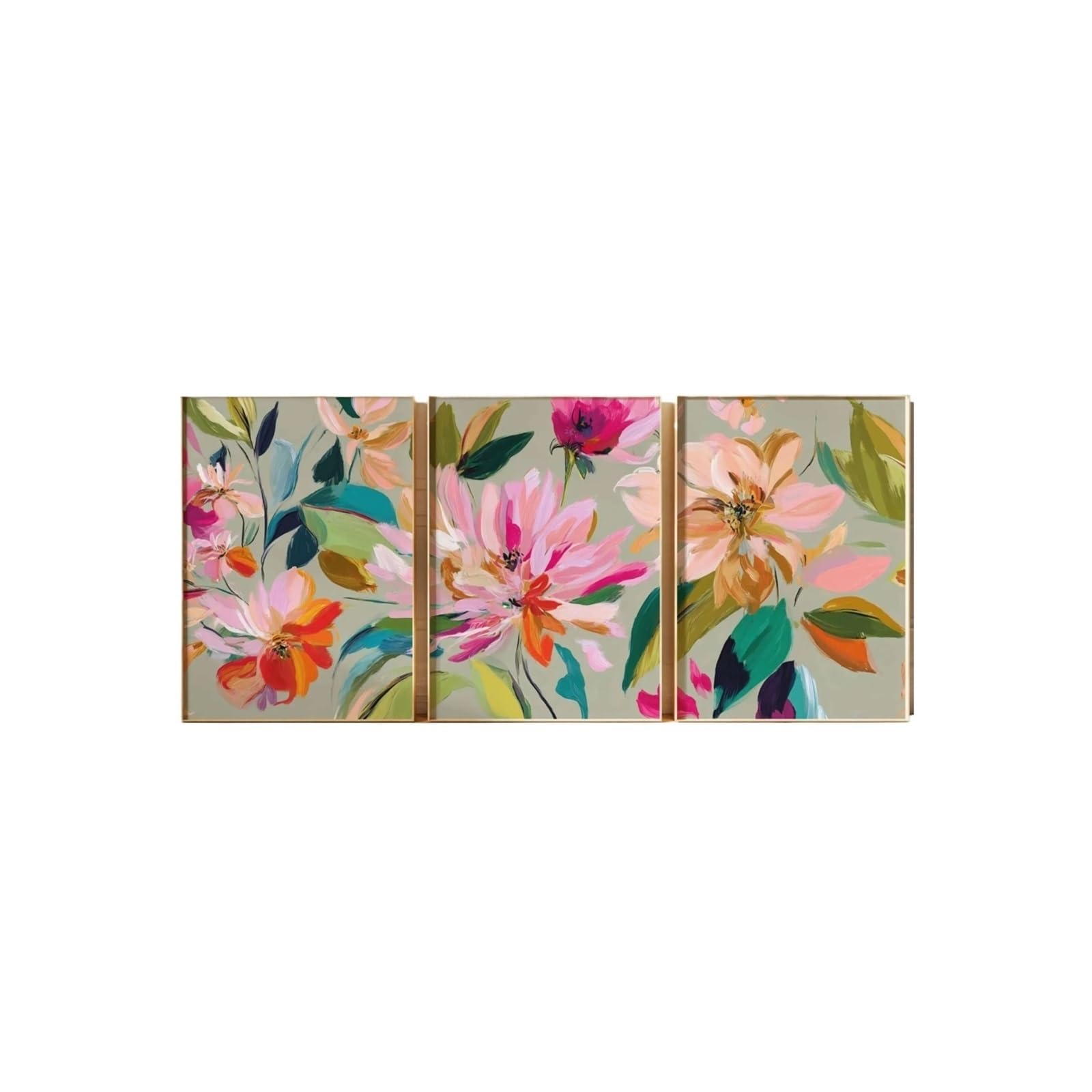 Graiting 3pcs Abstract Floral Wall Art Colorful Modern Flower Poster Prints Bright Botanical Home Decor Set(30x40cm Unframe)