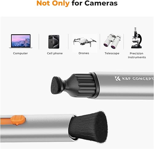 Miniatura 7 de K&F Concept Kit de limpieza de lentes multifuncionales, 1 bolígrafo de limpieza de lentes de aleación de aluminio + 3 peladores de Airpods + 3