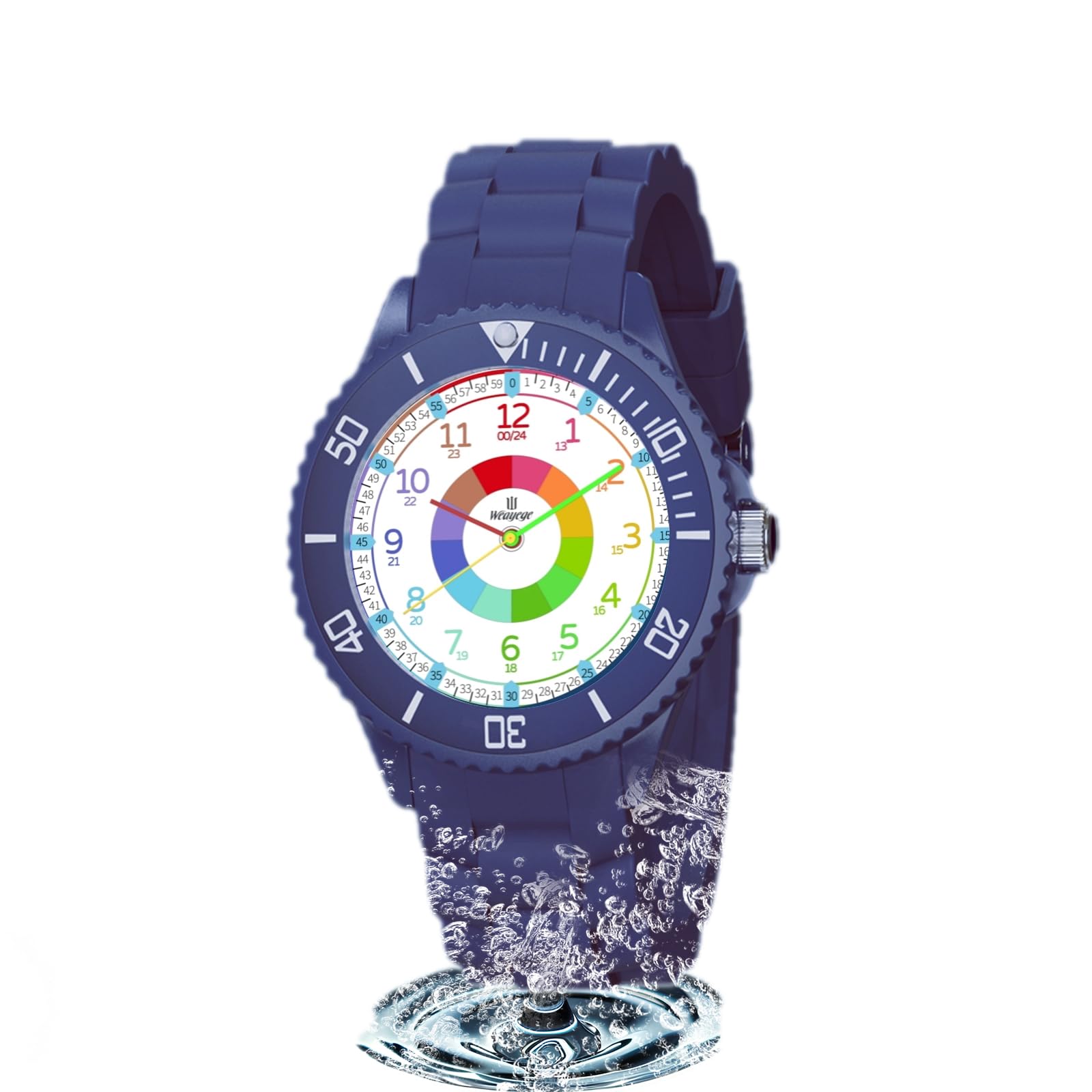 WeaxiTex Orologio per bambini per ragazzi e ragazze,orologio da polso educativo per bambini,orologio analogico con lunetta girevole con esercizi,facile da imparare a leggere