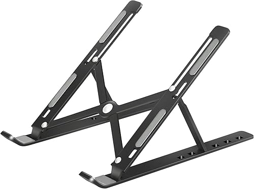 Soporte portátil de aluminio para laptop, soporte para computadora portátil, accesorios plegable para computadora (color negro)