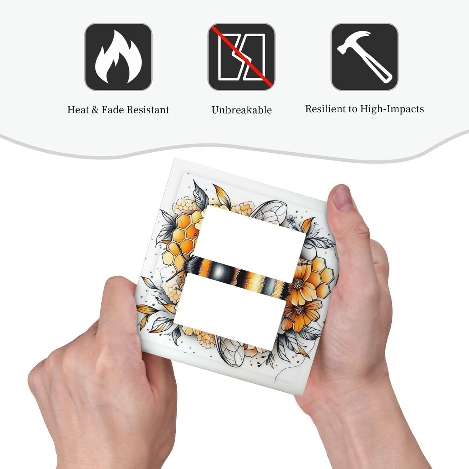 Decorative Outlet Covers Bee Honeycomb Flowers Plant Leaves 2 Gang Double Gfci Rocker Electrical Wall Panels Light Switch Cover Plate For Nursery Kids Room Decor