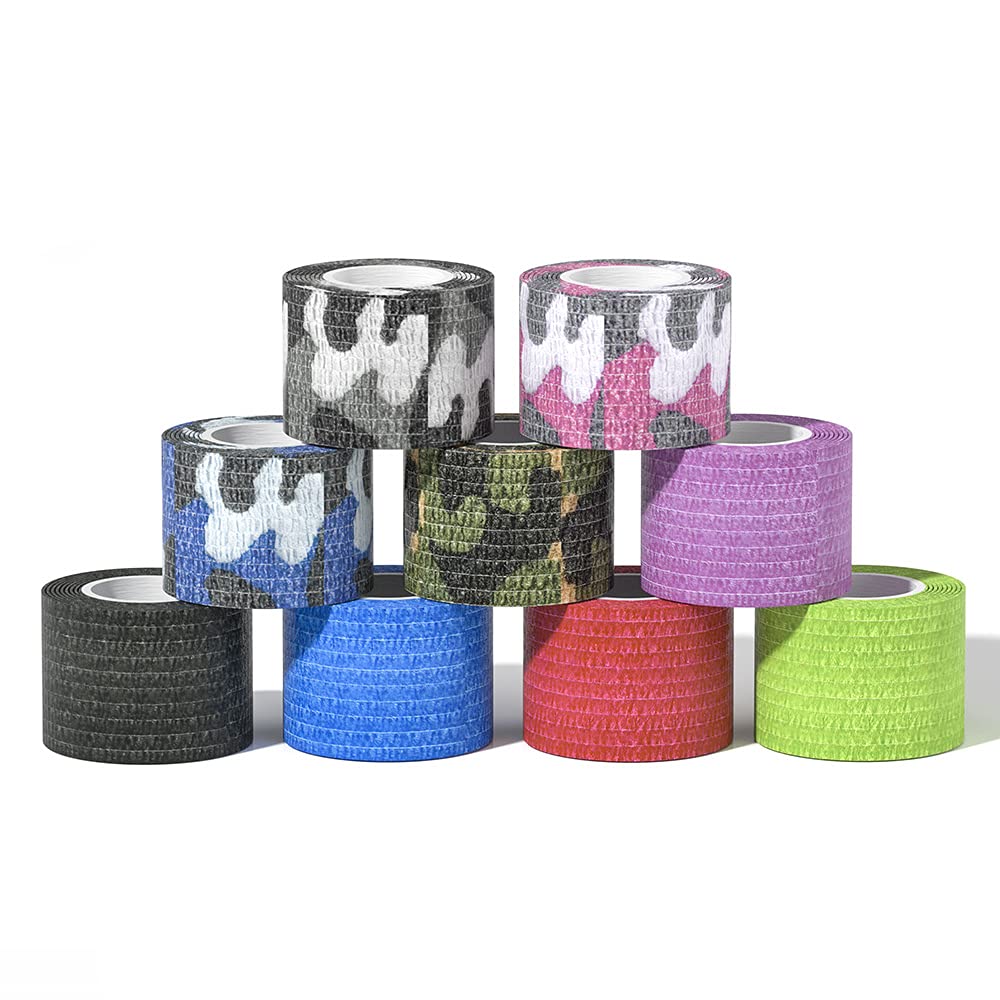 Grip Tape Tattoer 24PCS Cohensive Bandage Wrap 2 x 5 Yards Breathable Adhensive Grip Tape Wrap Elastic Bandage