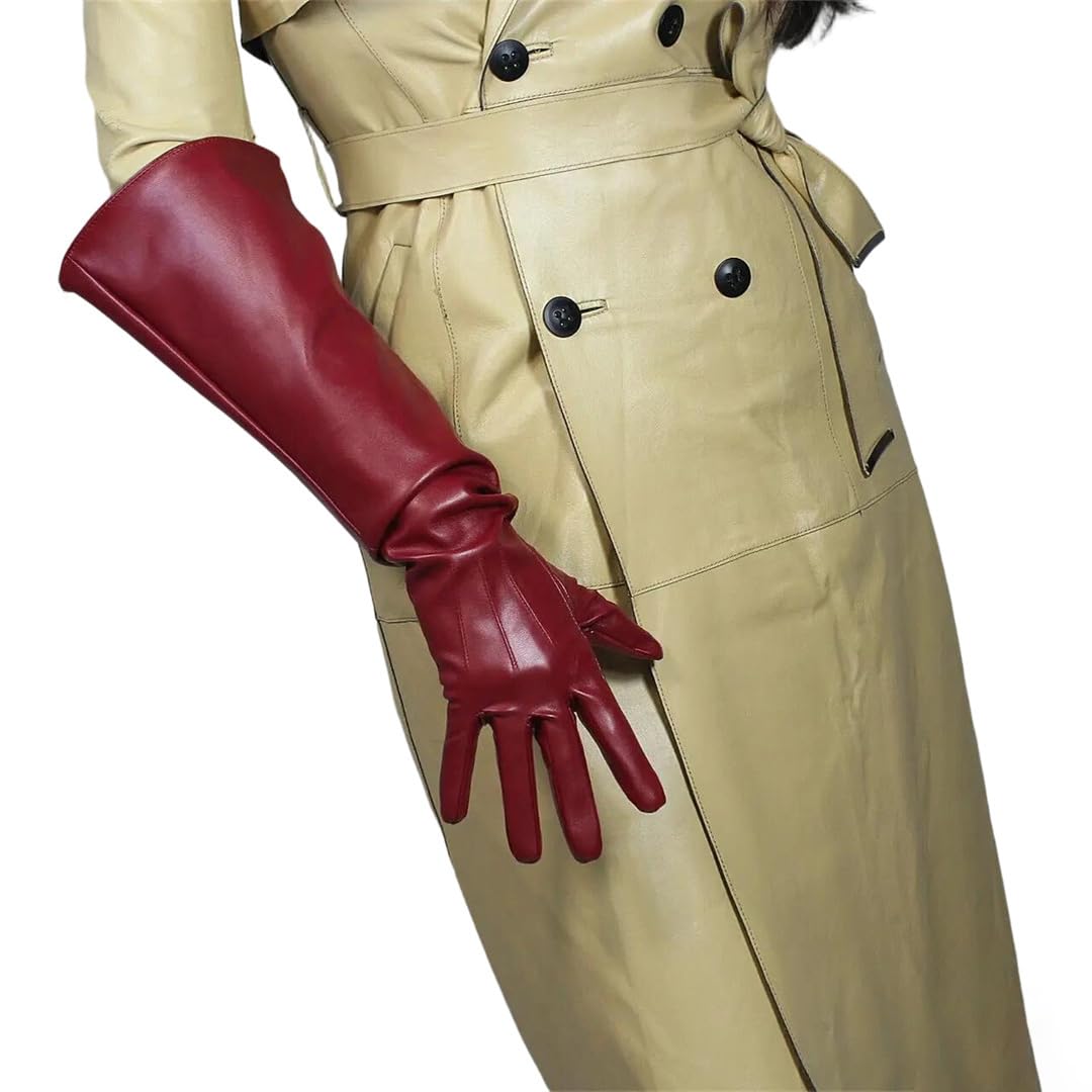 Unisex Übergroße Kunstleder Lange Handschuhe Gesteppte Puffärmel Warm Winter Cosplay Kostüm Stil