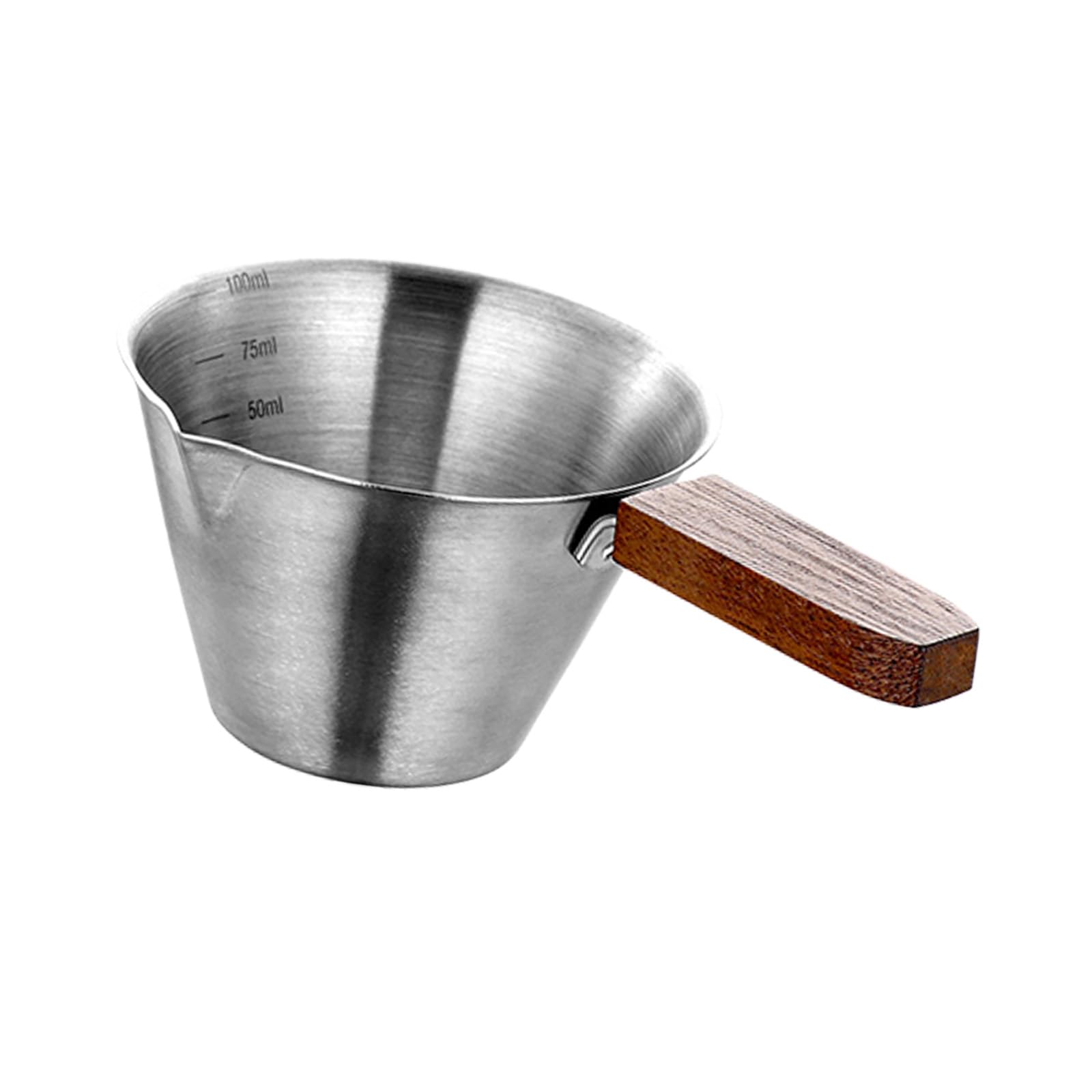 Accurate Liquid Measure Device in Nonrust Steel and Real Wood Cup Ideal for Baristas and Mixologists Coffee Maker Accessory