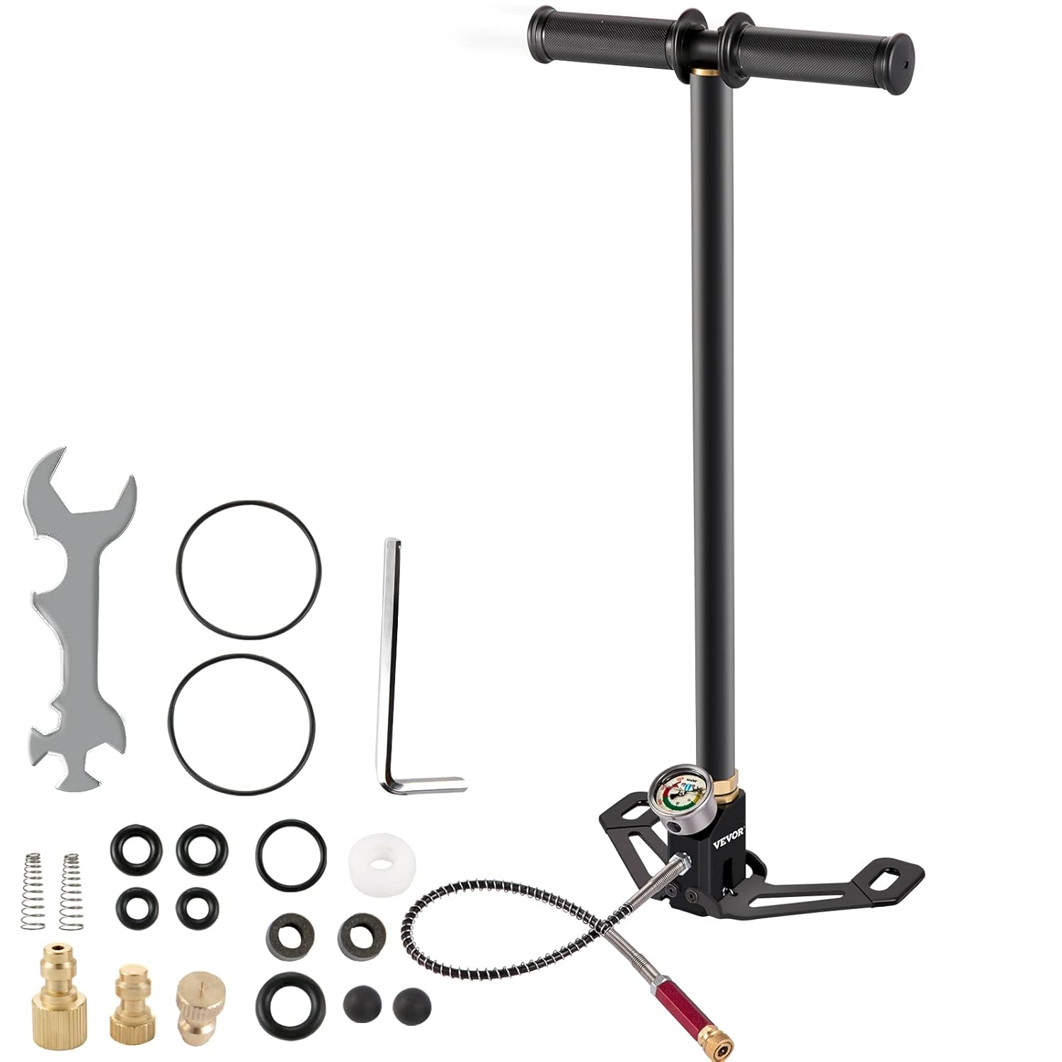 VEVOR PCP Air Pump, 3 Stage PCP Hand Pump, 4500psi High Pressure Air Pump with Gauge, Multi