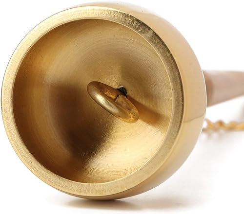 Miniatura 9 de Campana de mano tibetana, campanas de meditación y oración Budismo Mango de madera Campana de mano de latón Campana de meditación Cantar Cantar