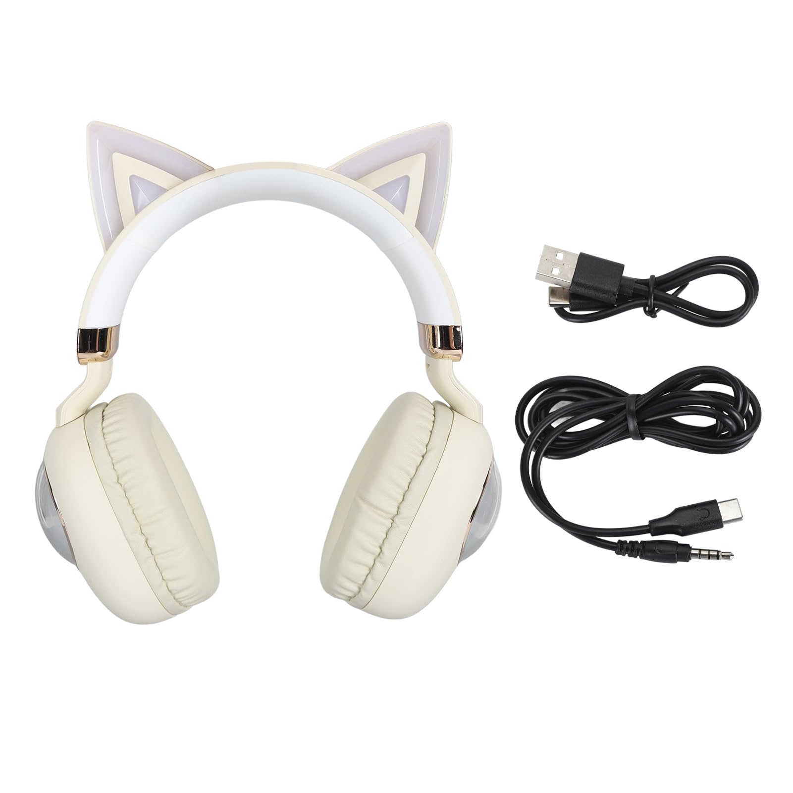 Cat Ear Bluetooth Headphones, Safe Sound Technology (Khaki)