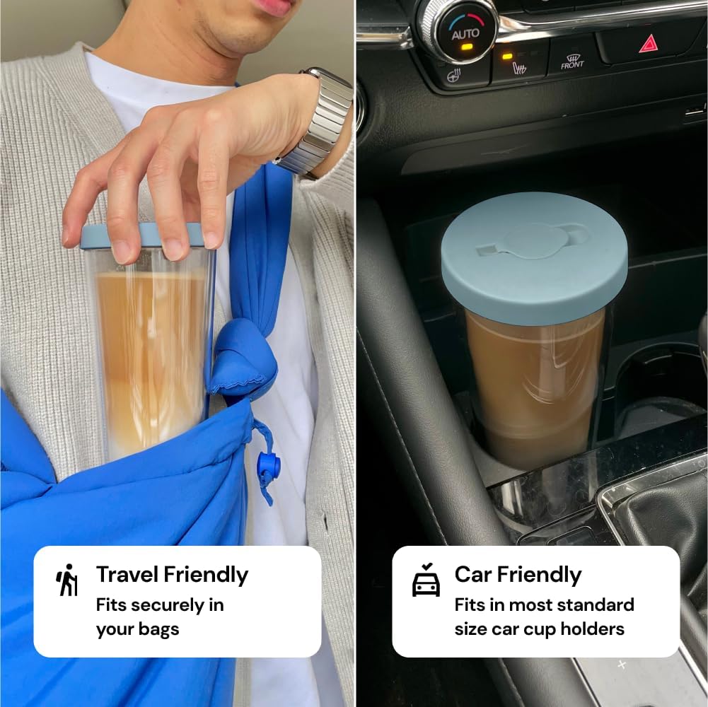 Dodoko Reusable Boba/Bubble Tea Cup - 17 oz with Lid & Straw; Cold Coffee/Smoothie Cup to Go - Breeze Blue - Image 6