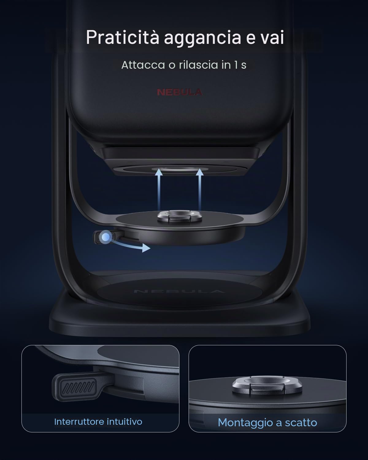 NEBULA Supporto cardanico proiettori, rotazione a 360°, regolabile e facile da installare, proietta sul soffitto, compatibile con X1, Cosmos 4K SE, Cosmos Laser 4K, per giardino e camera da letto