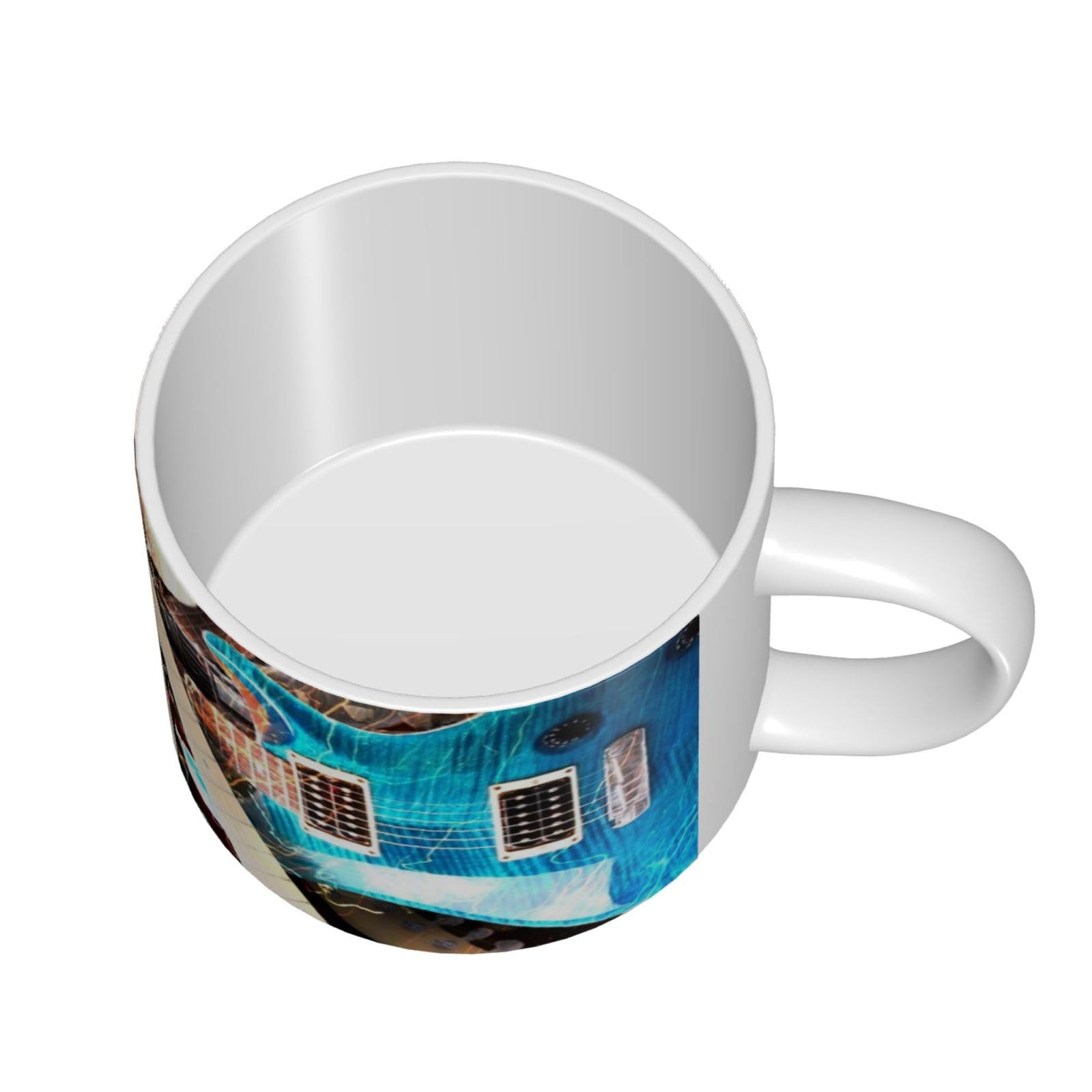 Tazza di caffè in ceramica di grande capacità stampata musica magica della chitarra elettrica