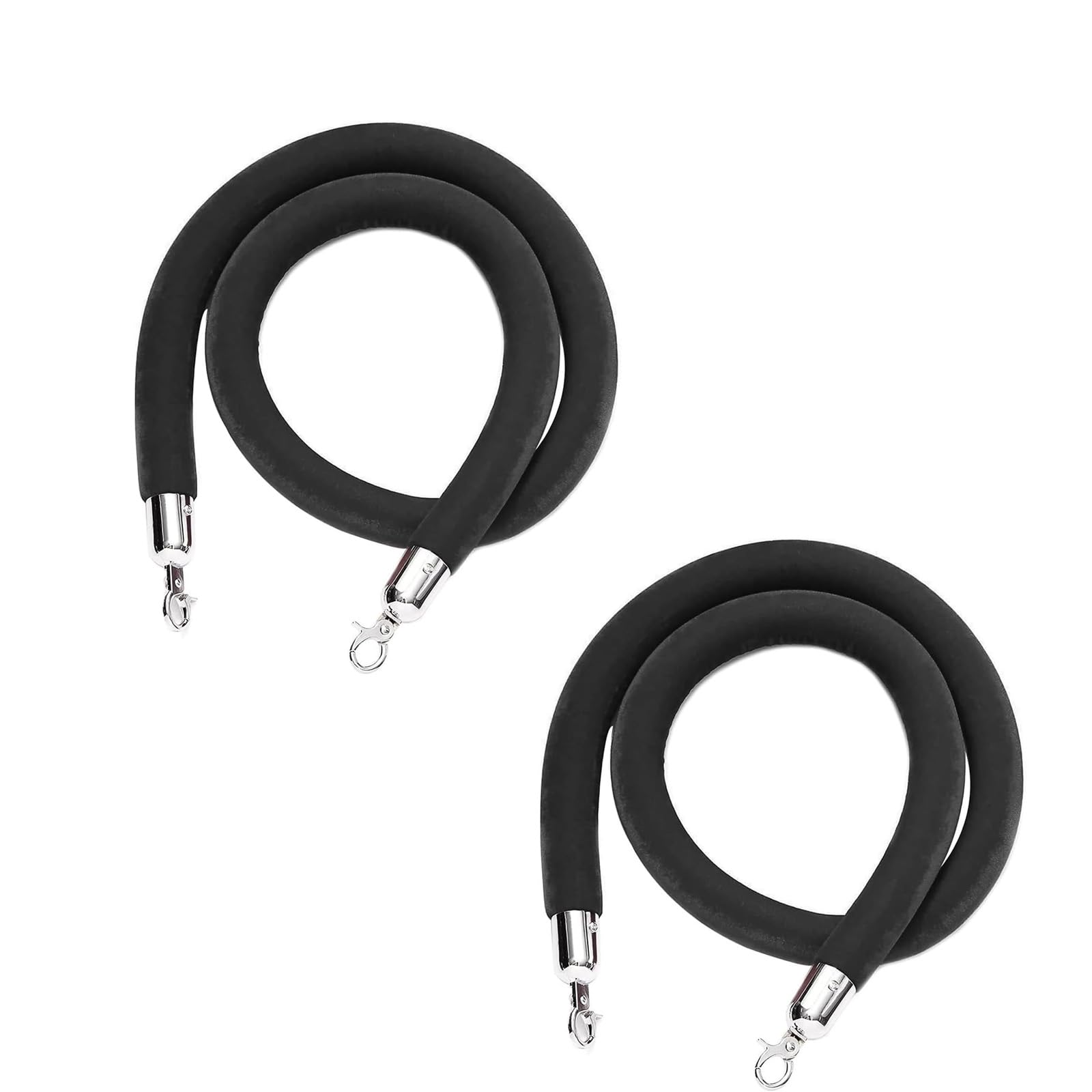AUNANGLJSCS Rope barriers, Queue Barrier Rope, With Silver Hooks, For Carpet Events,3.2cm(Black,2.5M)