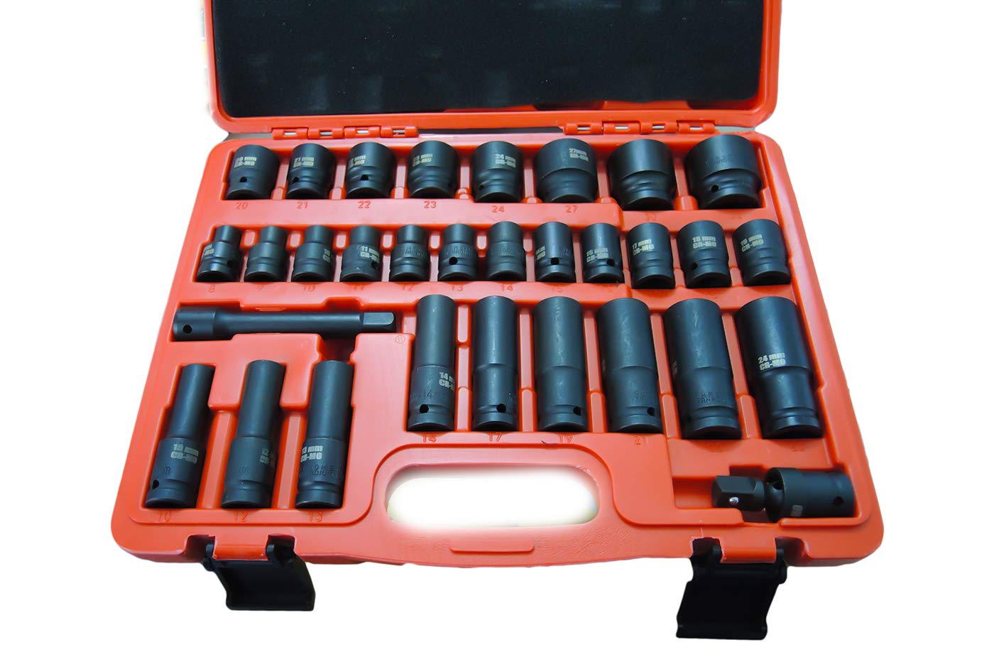 CLICLED Set 32 bussole a impatto 1/2" rinforzate adattatori avvitatore pneumatico 05036