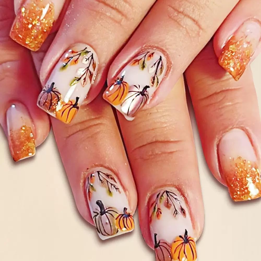 6 Packs Fall Press On Nails - 144 Pcs - Image 3