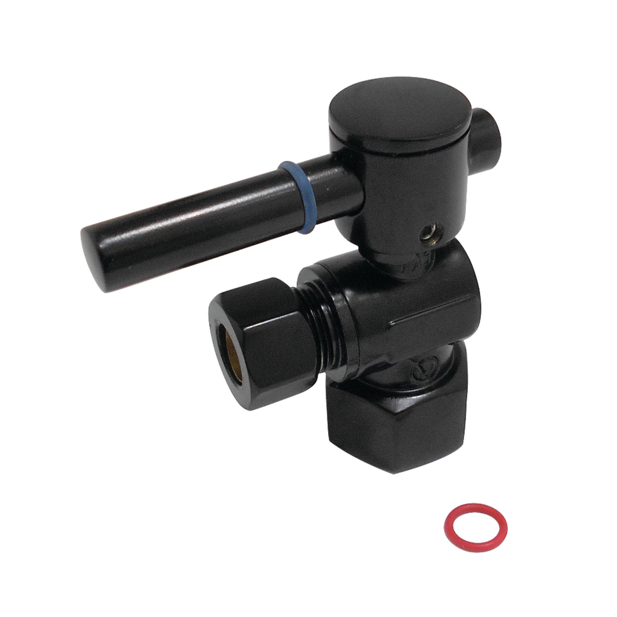 Vanne quart de tour en laiton 1/2 FIP x 3/8 OD compression noir mat pour plomberie