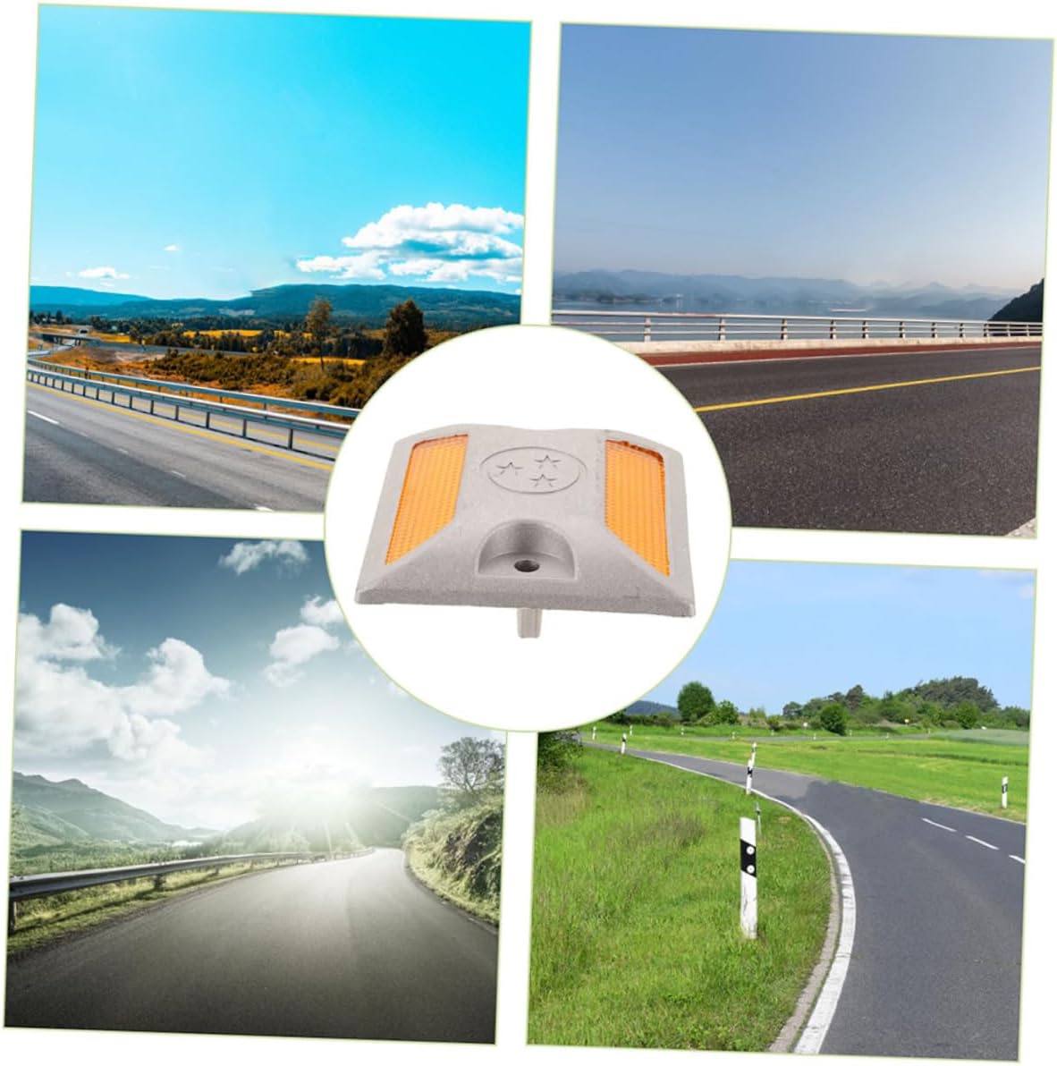 4pcs Reflective Road Studs Driveway Pavement Safety Heavy Duty Aluminum Reflective Signs Traffic Markers