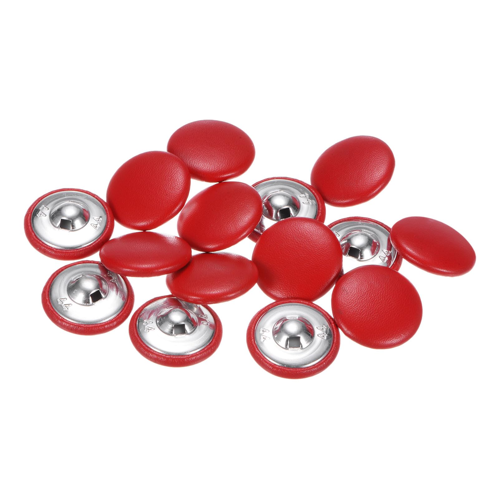 sourcing map 15pcs 44L Leather Covered Button 28mm Metal Shank Round Sewing Buttons for Bridal Suits Dress Blouses Sewing Craft, Red