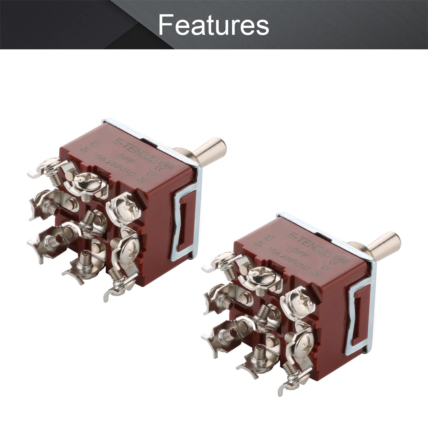 Fielect 2Pcs 9Pin Toggle Switch DPST ON-Off-ON 3 Position Switch