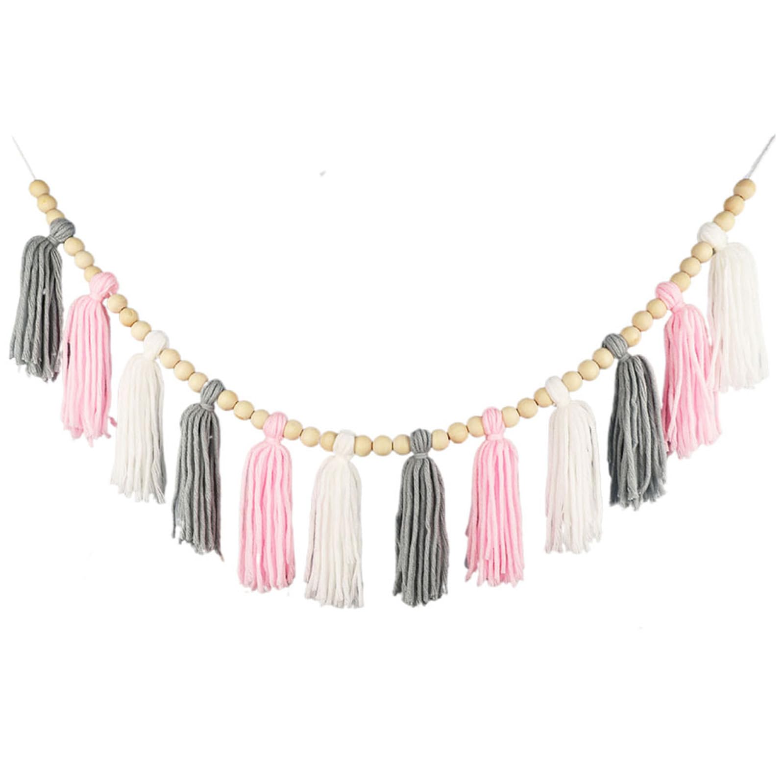 Carotoe B Wood Eads Garlands Farmhouses Wall Hangings Garlands Wall Tassels Eads Pendants Home Decorations Tassels Anners