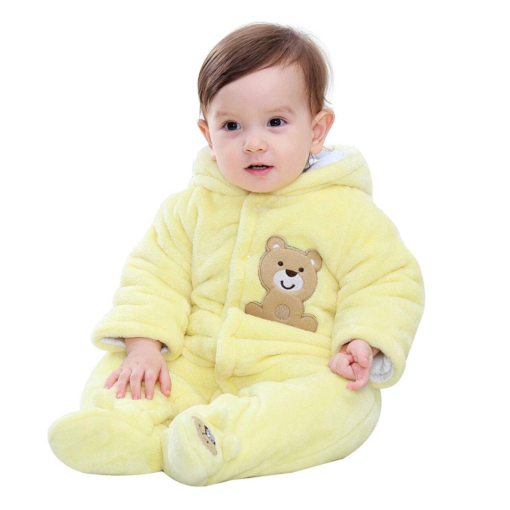 Xifamniy Baby Newborn Jumpsuit Footie Romper Hooded Warm Thicken Winter Bunting Outwear Snowsuit for Girls Boys