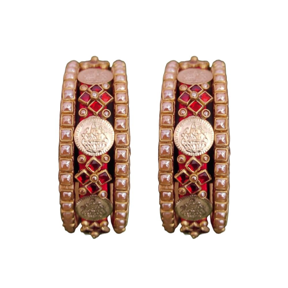 Nathans Global® handmade silk thread kundan stone bangles for girls and womens set of 6 bangles for 2 hands. (Red, 2.8) (B0D8T8K48L) Amazon Price History, Amazon Price Tracker