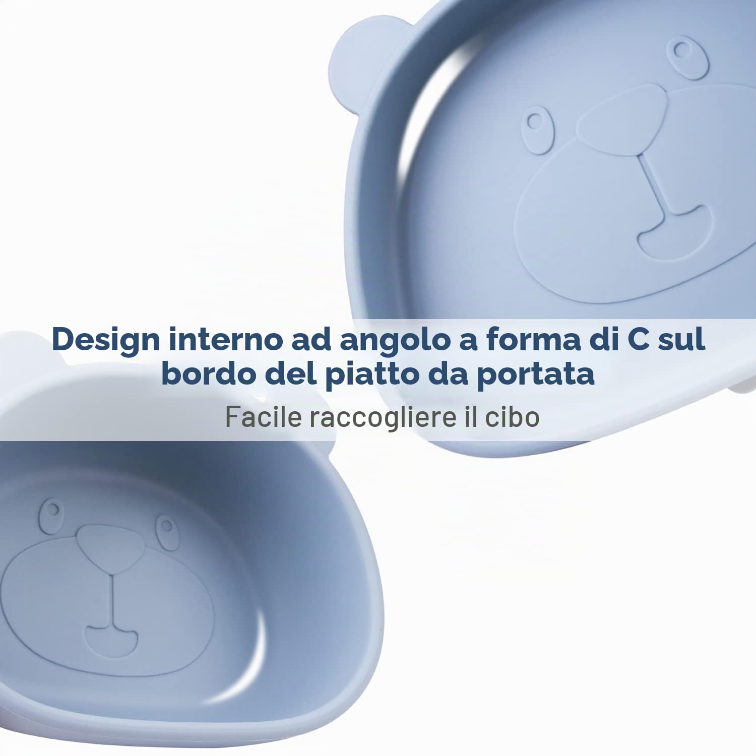 Piatto con Ventosa per Bambini in Silicone,4 Pezzi Piastra Ciotola per Neonati con Cucchiaio e Forchetta,Set Pappa Svezzamento Bambini,100% senza BPA,lavastoviglie e cassaforte a microonde,Blu