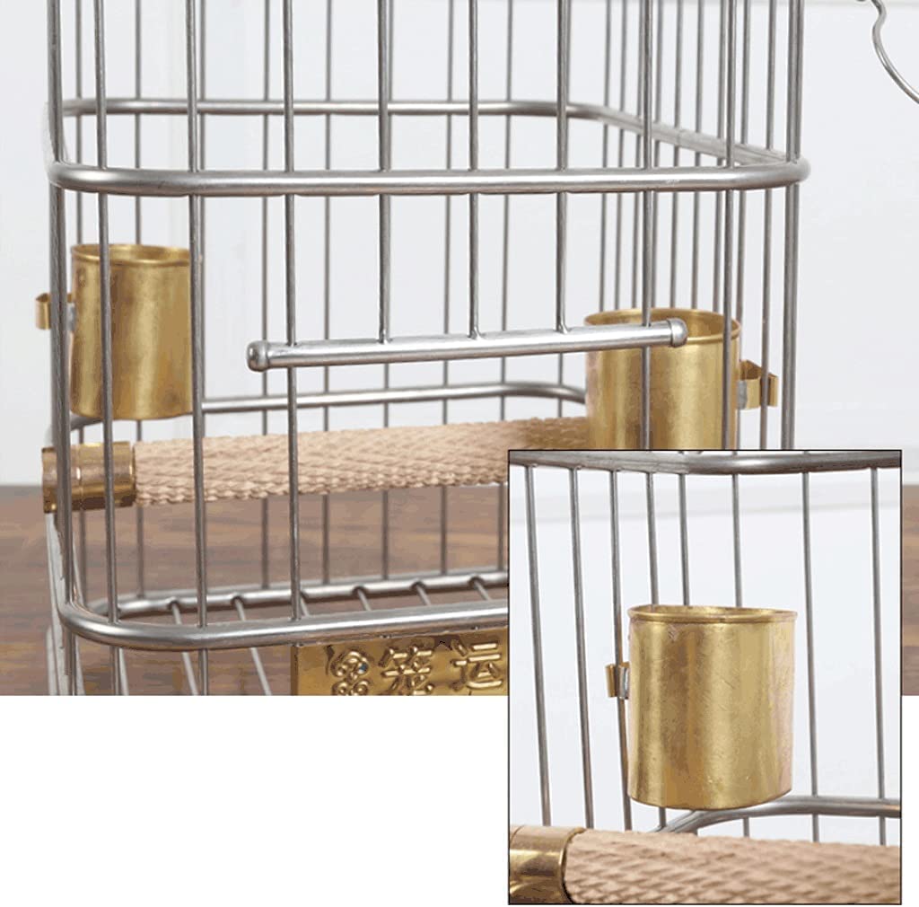 Jaulas para Pájaros De Hierro Forjado con Asa, Casita Colgante para Pájaros, Transportín, Jaula Portátil para Pájaros, Jaulas Plateadas para Pájaros para El Hogar.,L