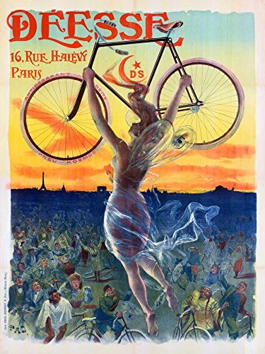 Affiche sur toile avec cadre Bicyclette Desse 1898 vintage grand format 107x80 cm