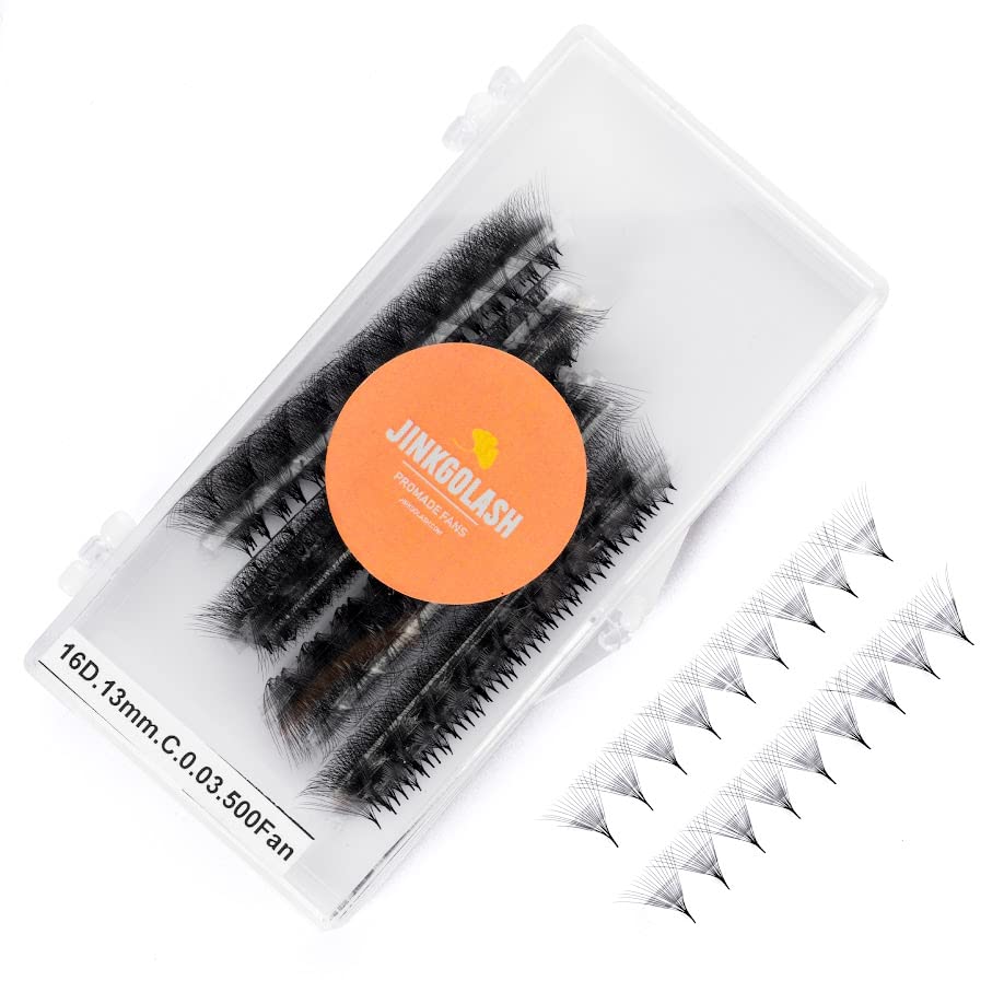500 Eyelash Extension Promade 4D to 16D Not Premade, Ultra Lash Fans 0.03/0.05/0.07mm Thickness, C D Curl Lashes, 8 - 16mm Length for Easy Volume Individual Eyelash Extensions Clusters DIY(16D-0.03-D (11mm))