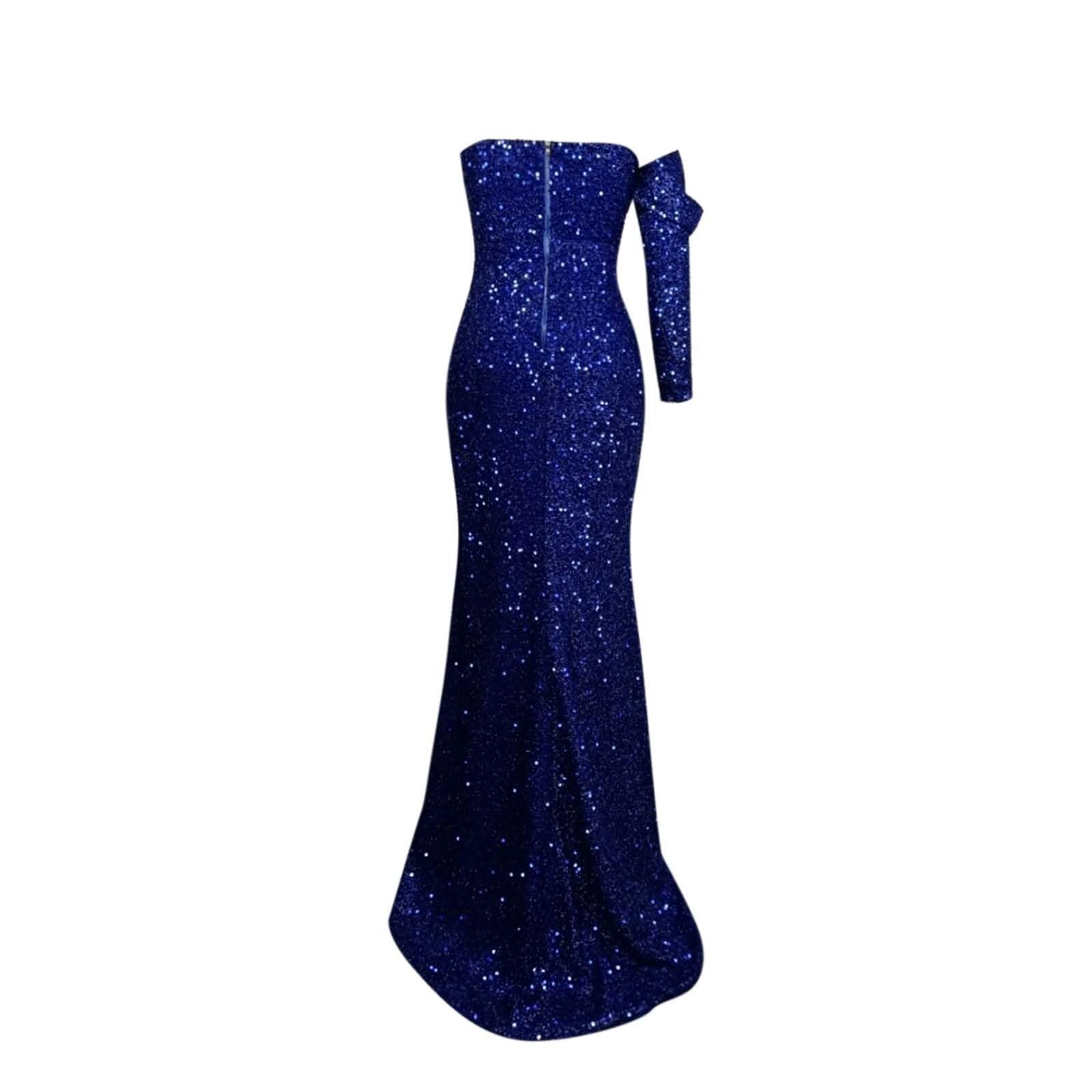 Abiti da Cerimonia Donna - Vestito da Festa con Spacco E Top A Tubino con Paillettes Sexy da Donna