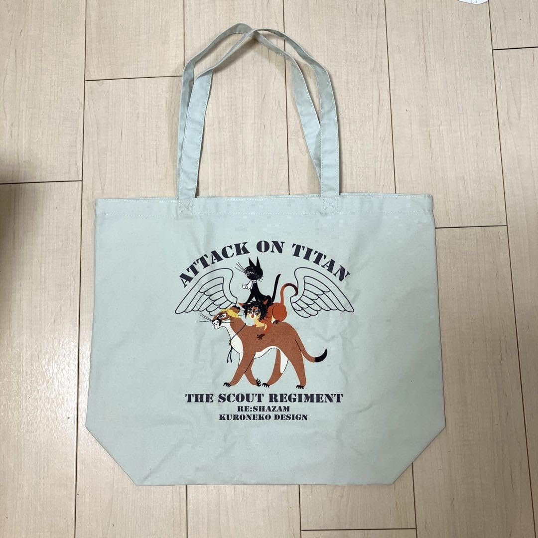 進撃の巨人×黒ねこ意匠 トートバッグ 進撃の巨人〉エルヴィン猫&リヴァイ猫 トートバッグ