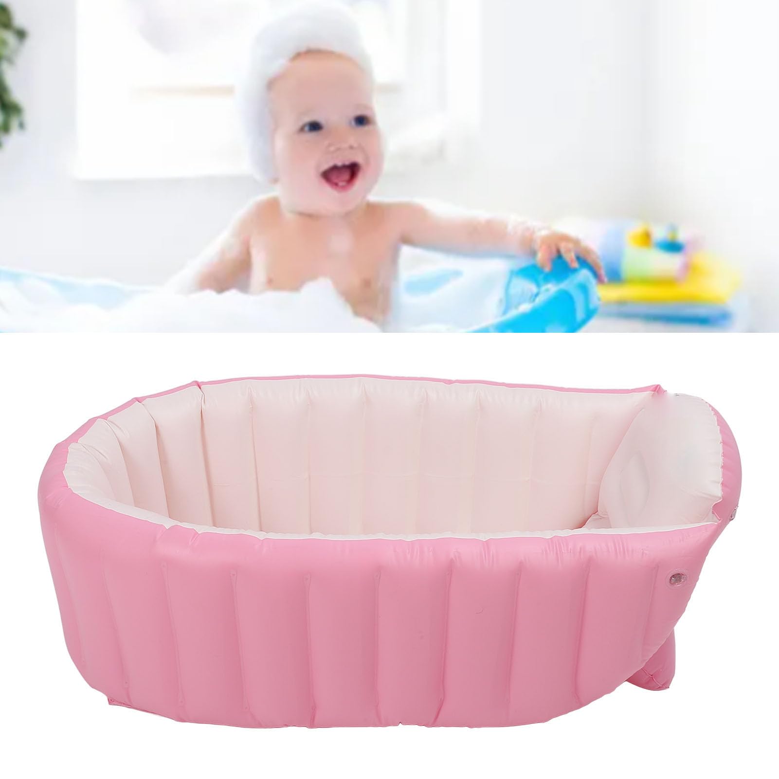 WINH Podróż dla Niemowląt, Nadmuchiwana Miękka Składana Wanna TWardProof Kąpiel Ergonomicznej Kąpieli PVC (PINK)
