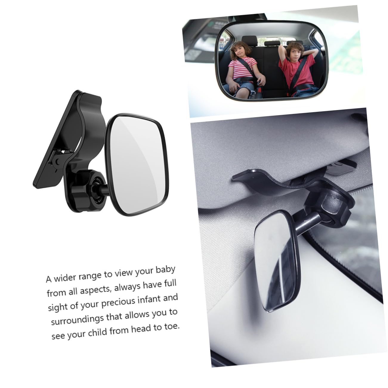 3 Piezas Espejo Retrovisor Del Asiento Trasero Espejo Retrovisor Del Cochecito De Coche De Bebé De Asiento Trasero Infantil Para s Black Abs