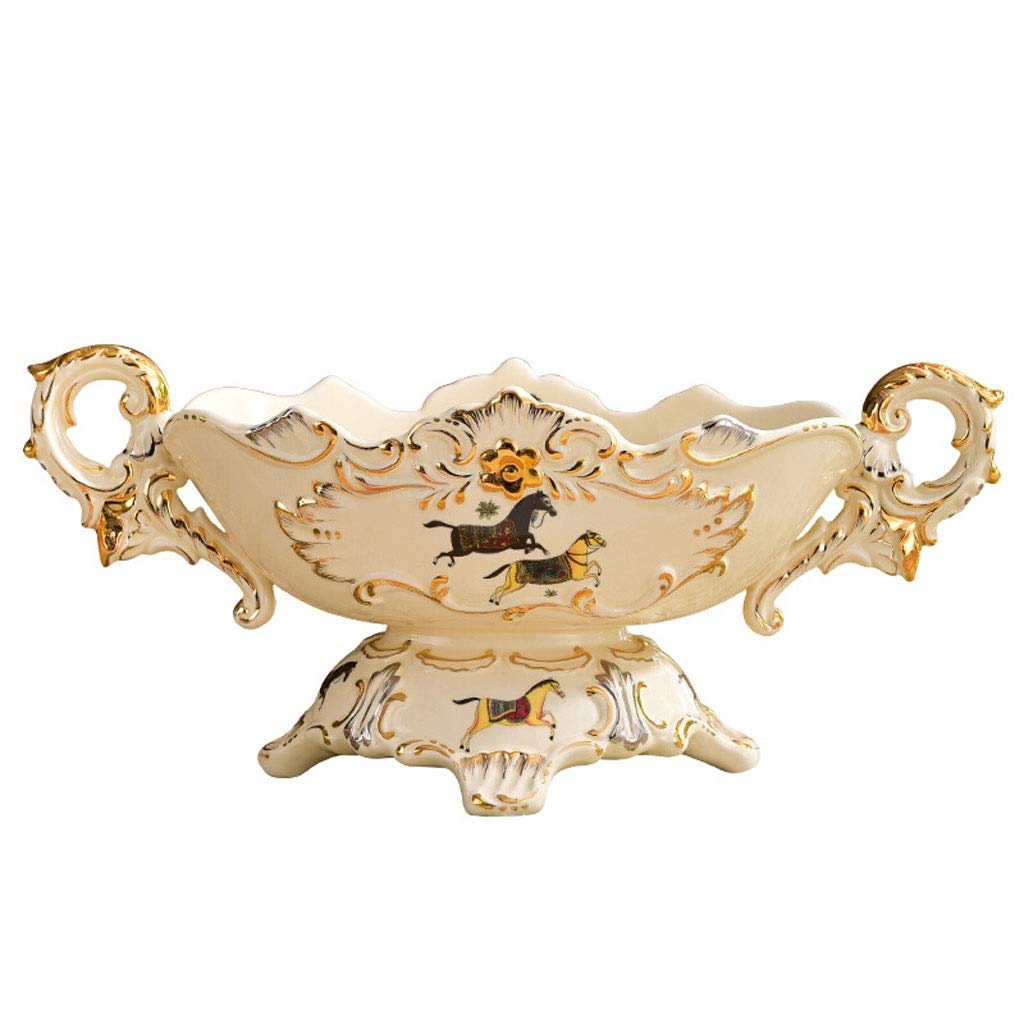 LKLNKVL Fresh Fruit Platter, Fruit Bowl Ceramic Plate, Sweet Storage Appetizing Salad, European Home Decoration Crafts Ornaments Dish