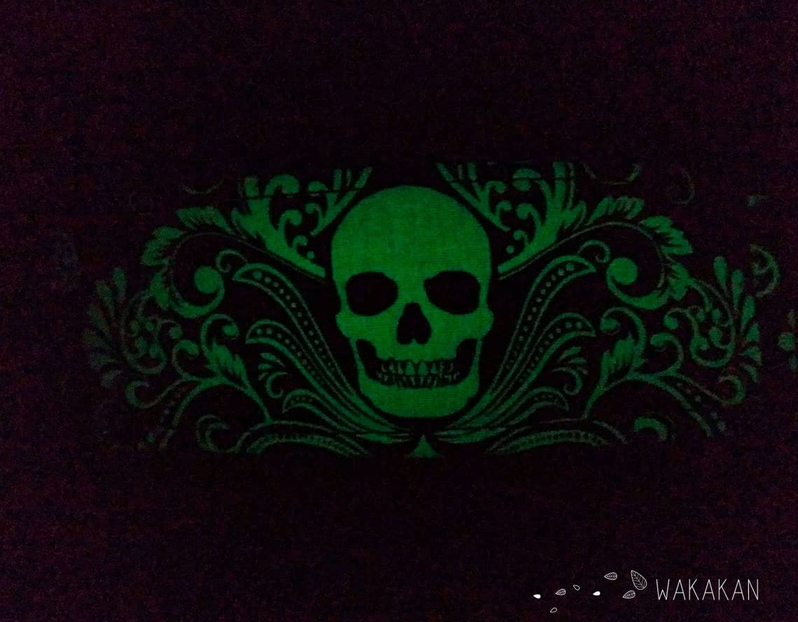 Collare per cani martingale: Victorian Skull Glow In The Dark, fatto a mano in Spagna da Wakakán